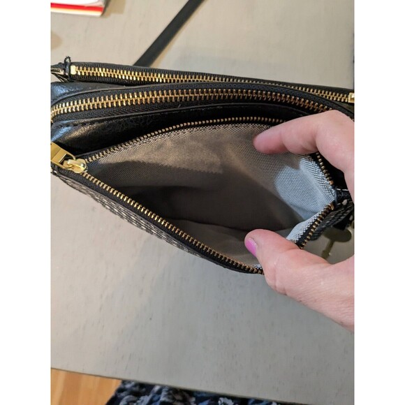FOSSIL Campbell Crossbody Black Stripe Purse Adjustable Strap - Picture 6 of 12